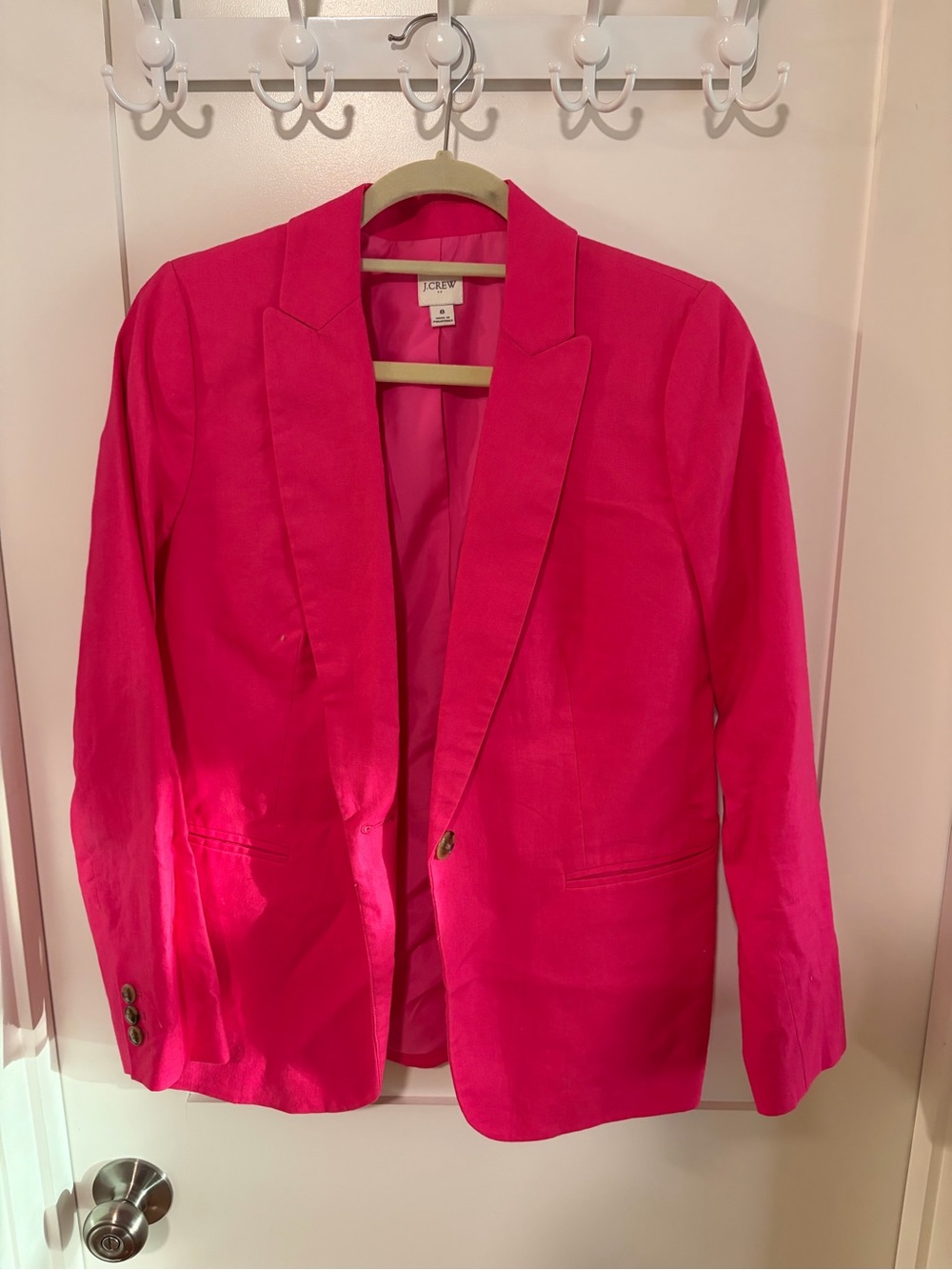 J. Crew Hot Pink Women's Blazer - Single-Button Notch Lapel